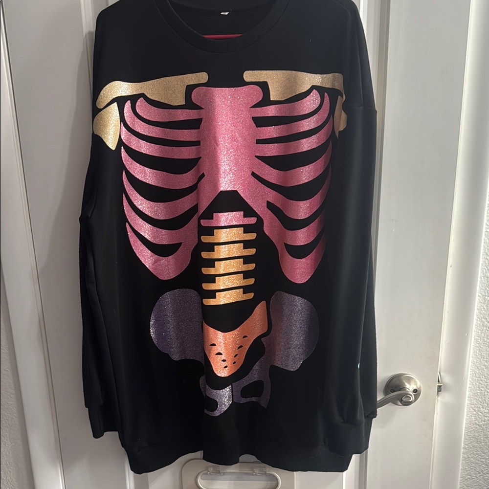 Skeleton Graphic OVERSIZED Black Sweatshirt